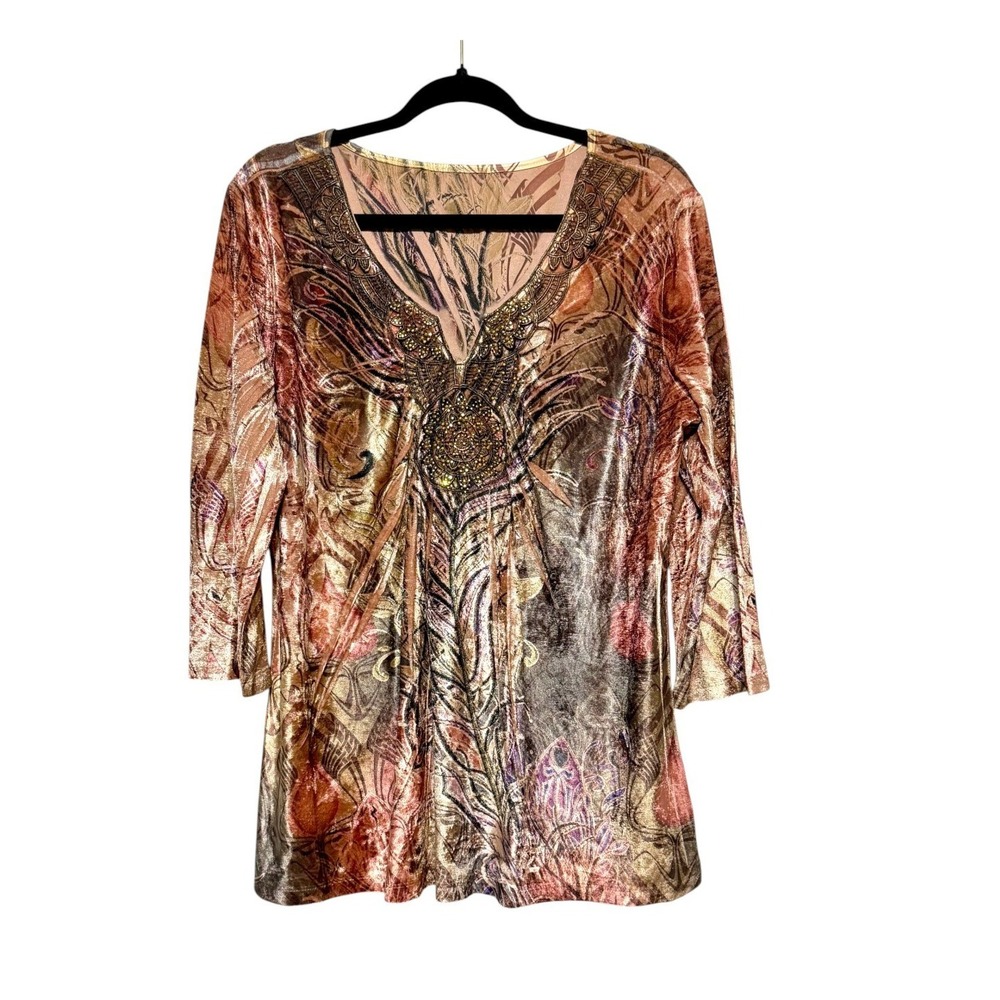 Bohemian Glam‎ Fairycore Vevlet Tunic Top Womens Size XL Artisan Folk Whimsigoth